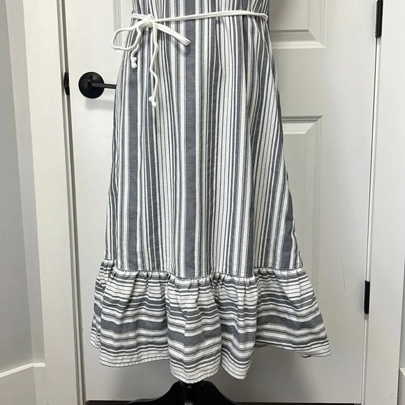 NWT VINCE CAMUTO Dobby Stripe Midi Ruffle Hem Sundress sz Small New Ivory - Picture 5 of 9